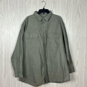 Woolrich Outdoor Men's Grey Green Long Sleeve Stretch Cotton Button Down, 2XL